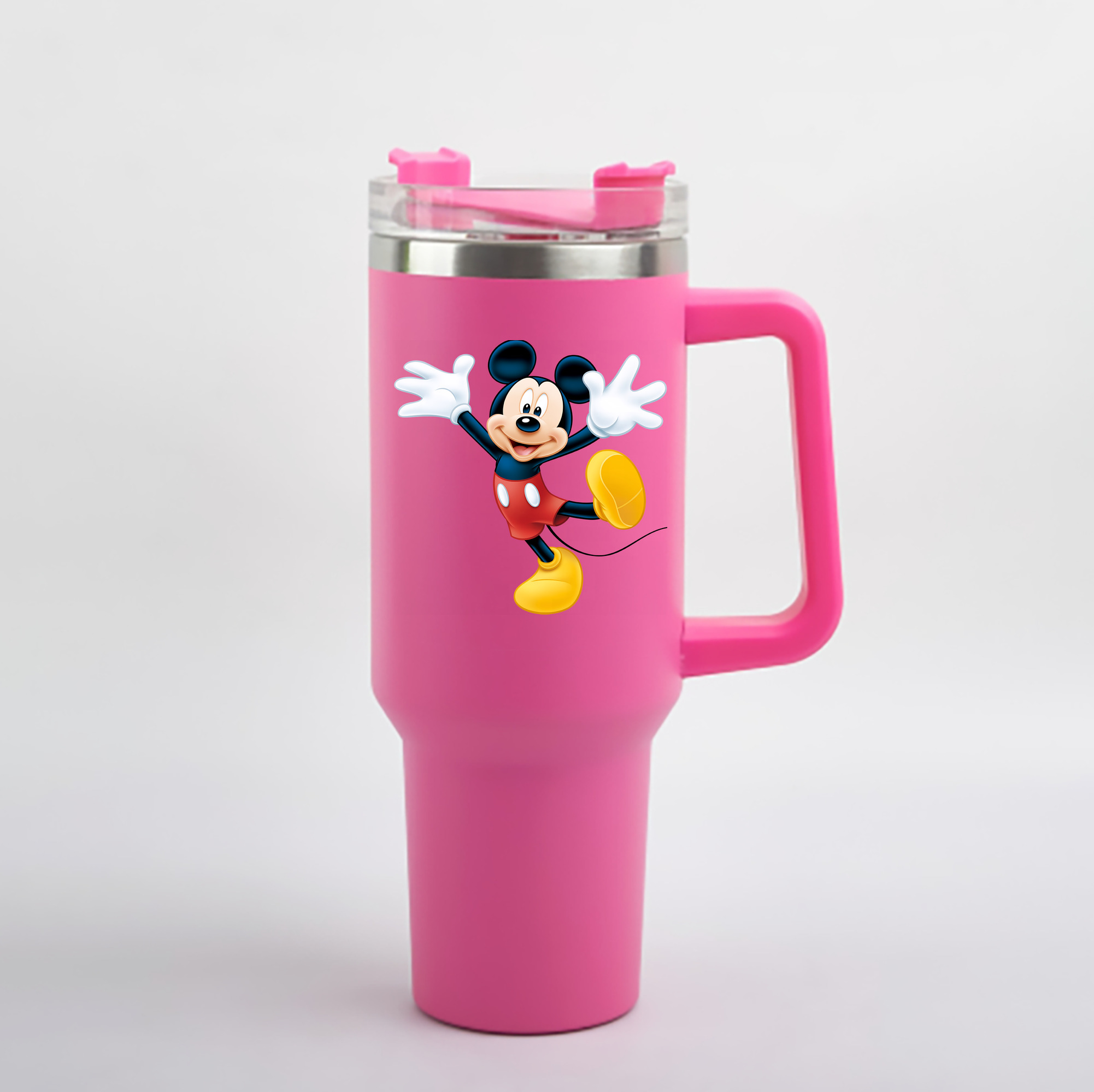 （画像用） ミッキーマウス Mickey Mouse 1200mL車用タンブラー - クリスタルステッカー（プラスチックストロー付き）
